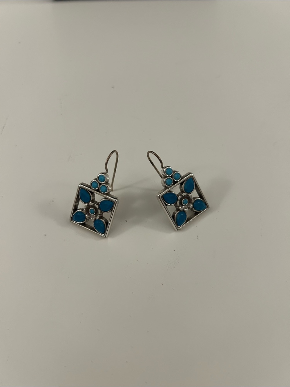 Brighton Turquoise Color Square Pendant Necklace and Earrings Set - Picture 3 of 5
